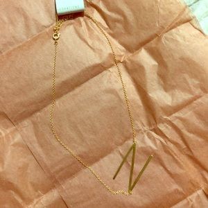 Gold capital N Initial necklace